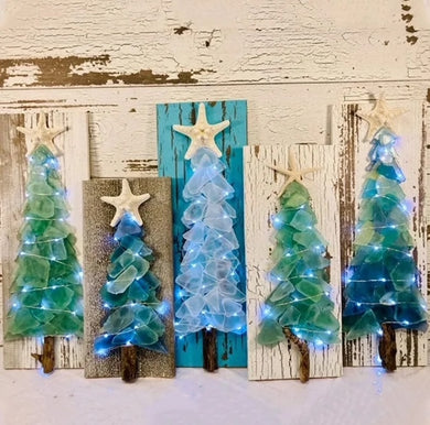 Illuminated Sea Glass Tree Plank